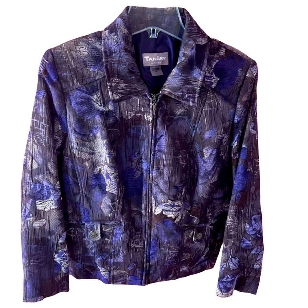 Zip front waist jacket w pockets purple design fully lined versatile style 10